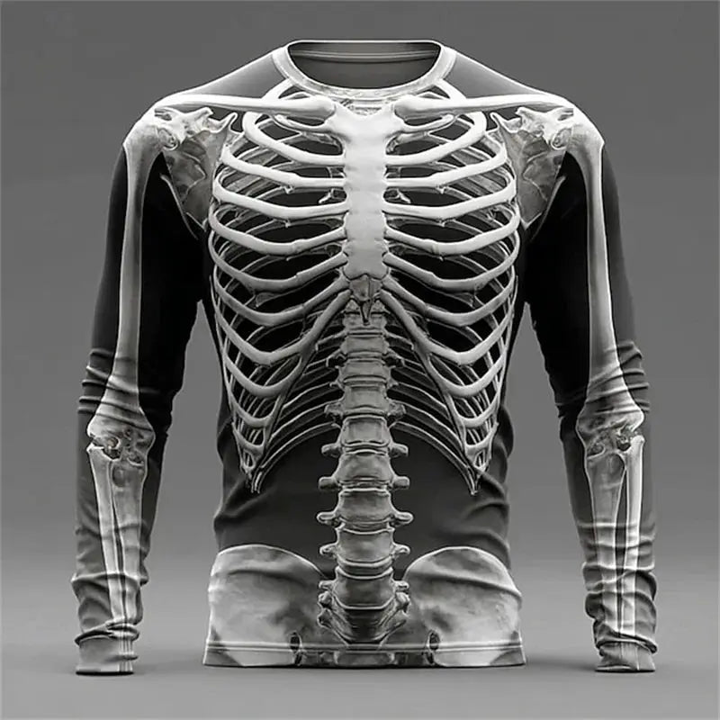 2026 New Men's Creative Muscle Texture Print T-Shirt Quick-Dry Crew Neck Long Sleeve Top Men's Casual Long Sleeve Pullover - ToylandEU