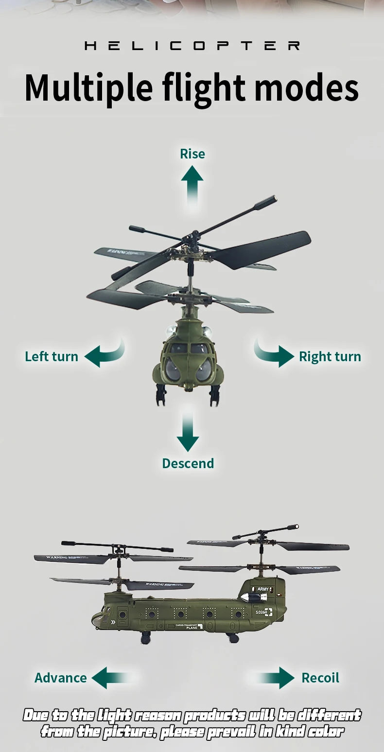 RC Remote Control Chinook CH-47 Helicopter Model S026H - 2.4G Double Paddle Transport Aircraft for Kids & Boys