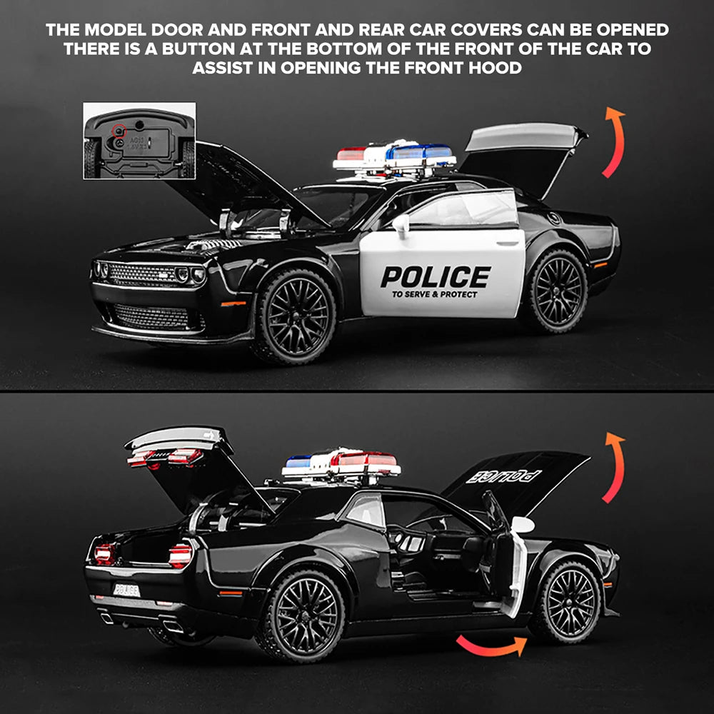 Dodge HellCat 1/32 Scale Metal Police Diecast Toy Car with Sound and Light Effect