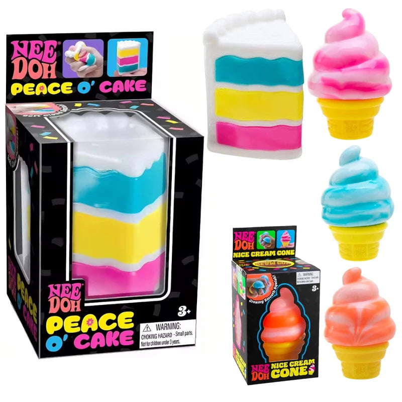 Needoh Ice Cream Sensory Toy | Stress Relieving Pinch Block | Adult Fidget Gift