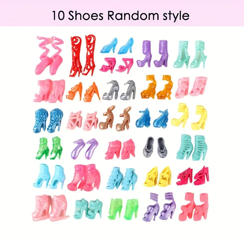 Complete 30cm Doll Clothes Set With Dresses, Tops, Shoes