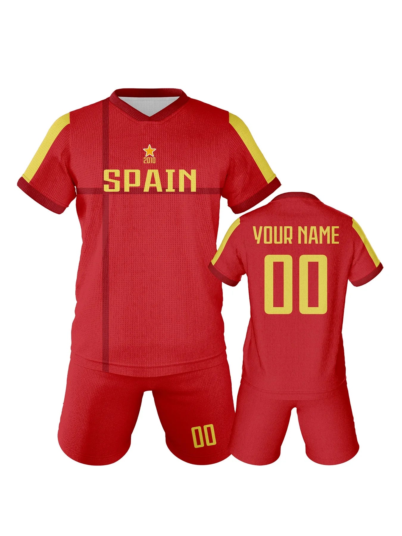 Personalized Spain Soccer Jersey Sets for Kids - Custom Football Kits with Name and Number for Boys & Girls