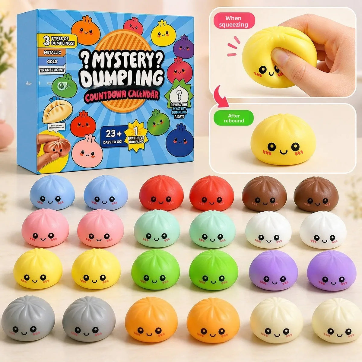 Squishy Advent Calendar | Slow Rebound | Dumpling Blind Box | Holiday Gift