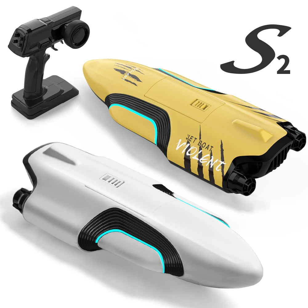 RC High-Speed S2 Remote Control Ship with Double Vortex Spray - Fast Overturning Reset Water Toy for Kids