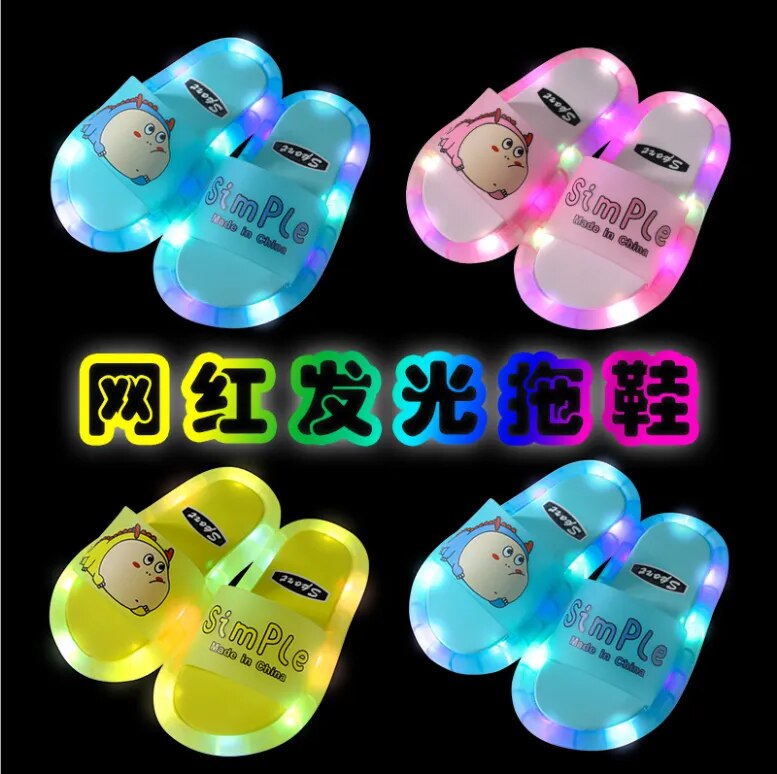 Children's LED Slipper with Luminous Jelly, Beach Sandals, and Non-slip PVC for Summer Blue