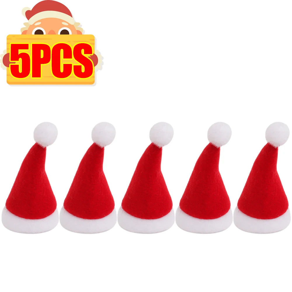 Mini Santa Hat Covers | Non Woven Material | Lollipop Caps | 7Cm Xmas Decor