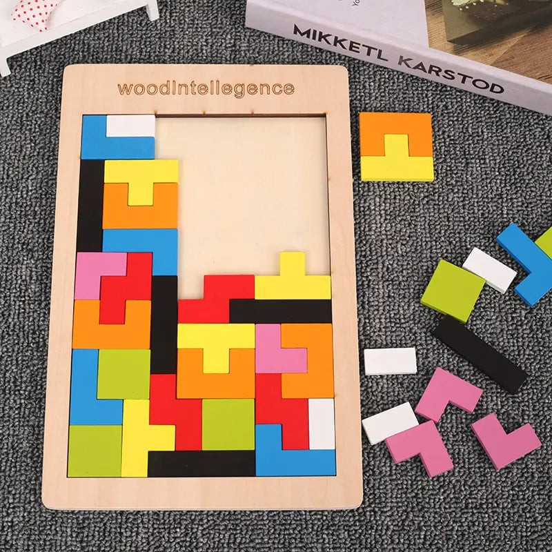 Wooden Puzzle | 3D Thickened Design | Tangram Jigsaw | One Set