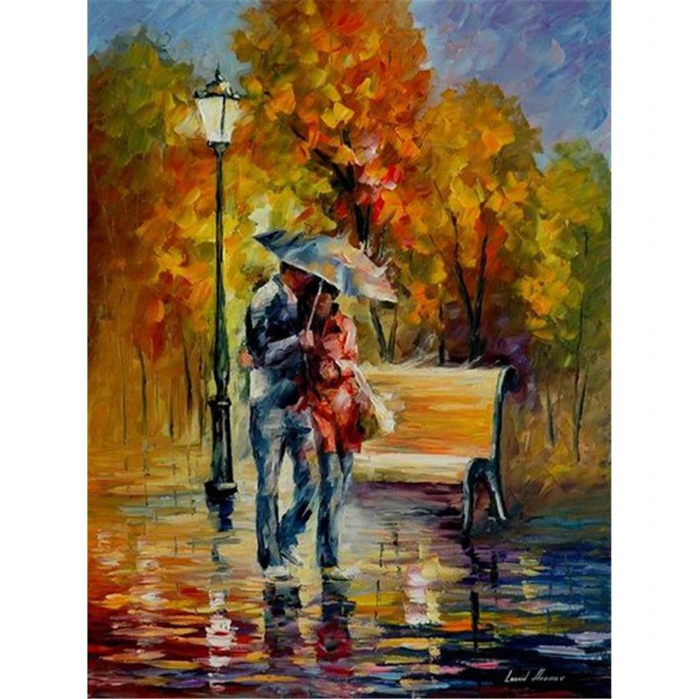 Scenic Red Raincoat 11CT Water-Soluble Canvas Cross Stitch Embroidery Kit with DMC Threads for Artistic Handiwork