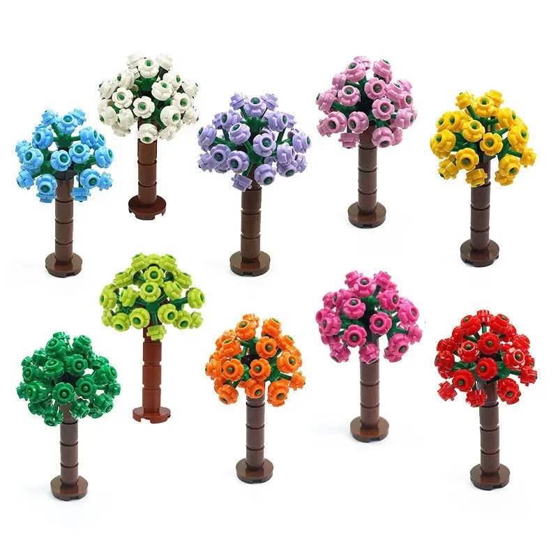 MOC City Plant Building Blocks Accessories Flower Leaves Prickly Shrubs Pine Green Grass Clover Orange Tree Mini DIY Toys F026 - ToylandEU