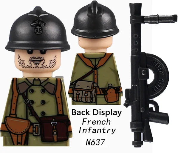 French Infantry Brick Set | WW2 Military Gear | Armor And Gun Kit | Kids Gift