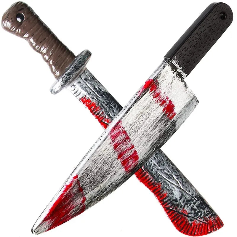 Plastic Prop Knife | 48.5 Cm Length | Blood Splatter Design | Halloween Cosplay