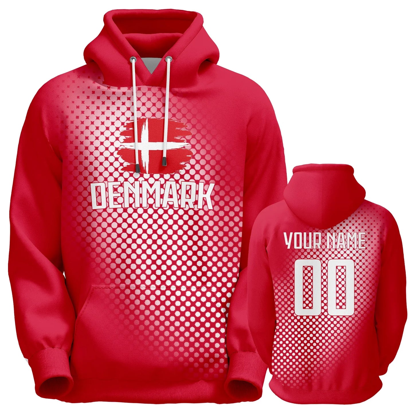 Personalized Denmark Soccer Hoodies for Men, Women, and Youth - Custom Name & Number 3D Printed Football Sweatshirt for Fans