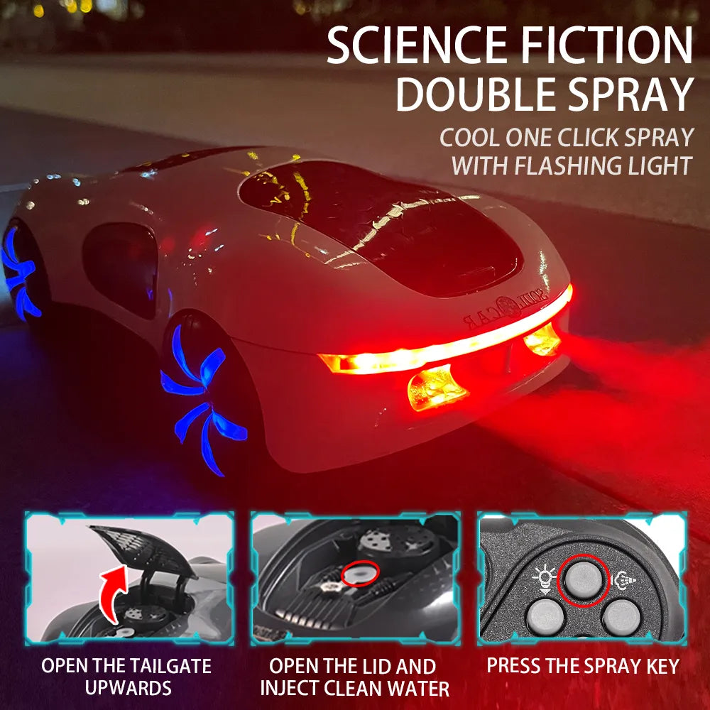 360 Degree Spin Stunt Car with Double Spray Light and Remote Control - ToylandEU