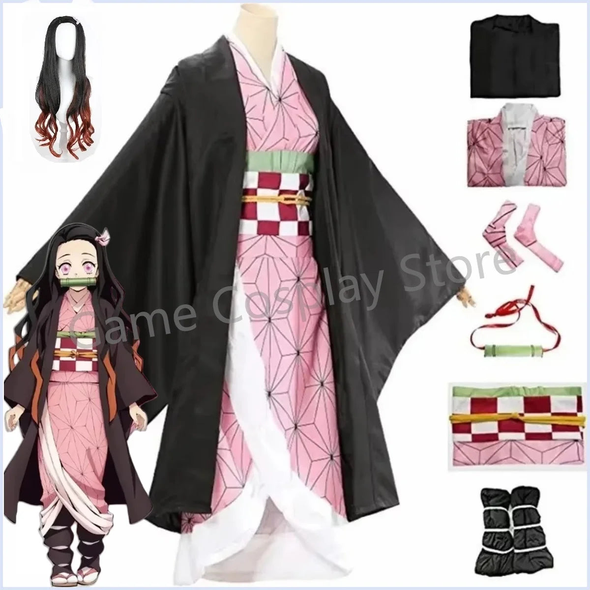 Anime Costume | Polyester Full Set | Nezuko Kamado Outfit | Teens Adults