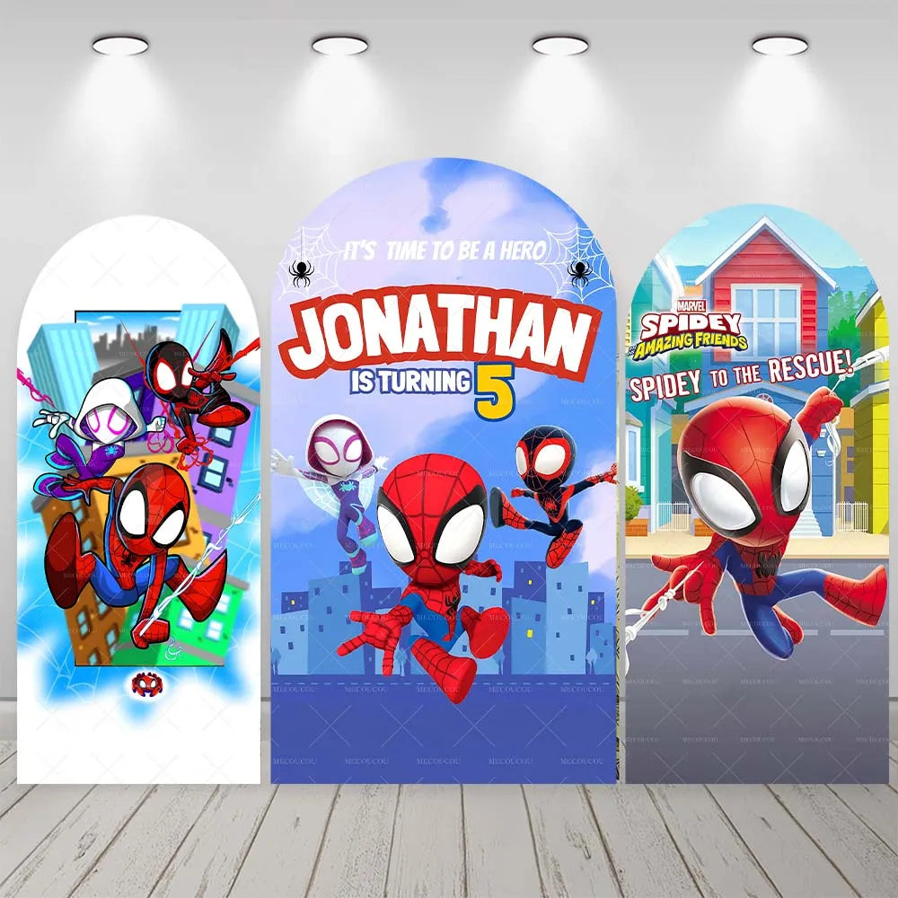 Photography Backdrop | Spider Man Theme | Polyester Fabric | Custom Name And Age