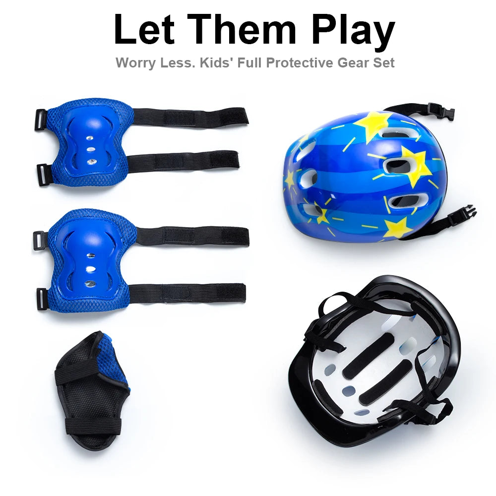 Kids Safety Helmet Set | Adjustable Secure Fit | Impact Shield | Youth Sports