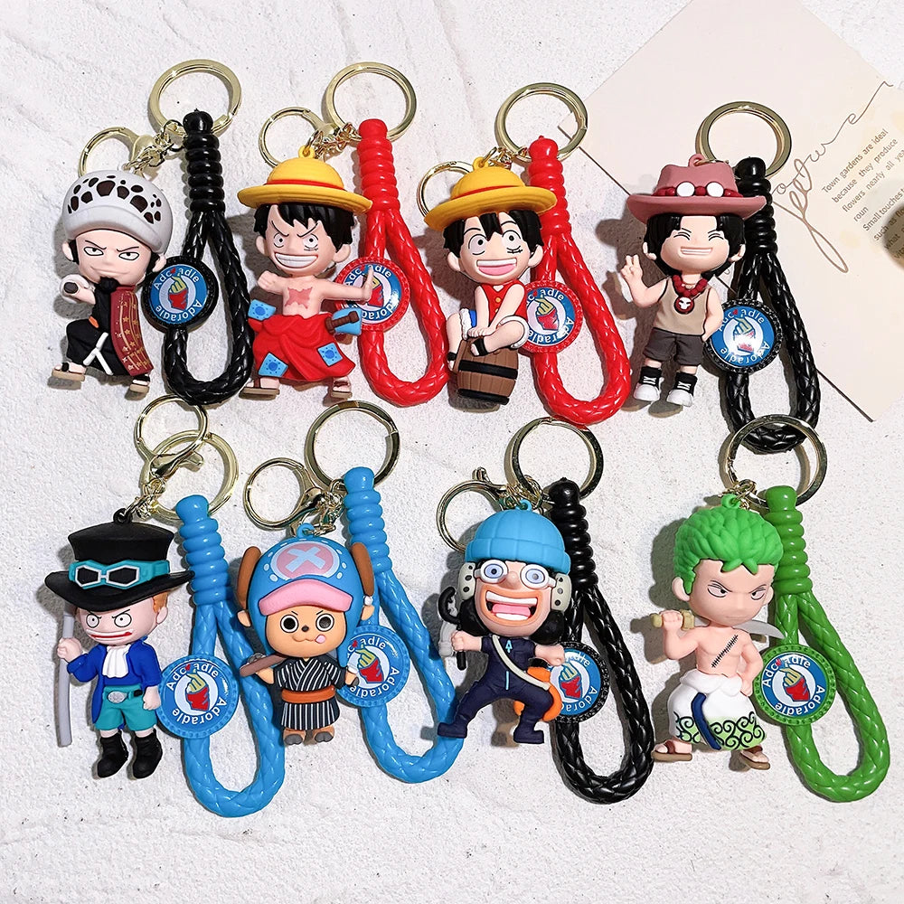 Adorable ONE PIECE Silicone Keychains - Luffy & Zoro Mini Figures