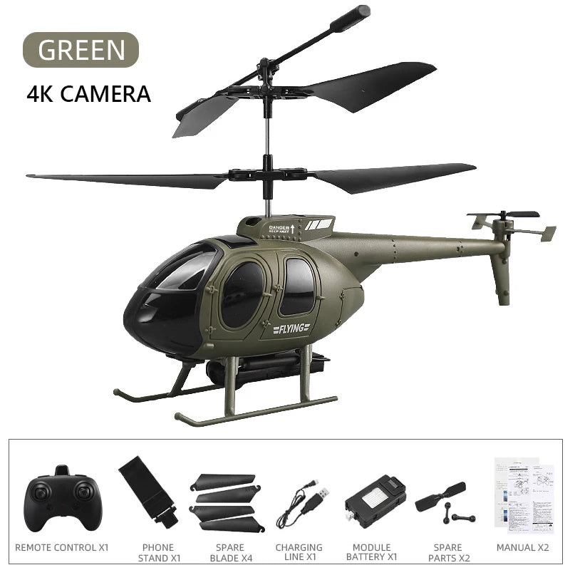 RC 4K HD Camera RC Helicopter Drone - Mini FPV Aircraft for All Ages, Wi-Fi Enabled with 6 Channels and Aerial Photography Features