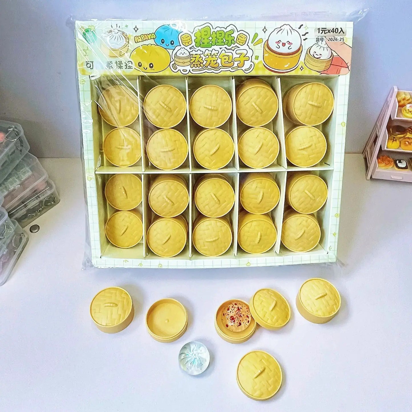 Mini Dumplings Squishy Steamer Bun Squeezable Toys Set Soft Stress Relief Crystal Squishy Fidget Sensory Toy Party Favors Gift - ToylandEU