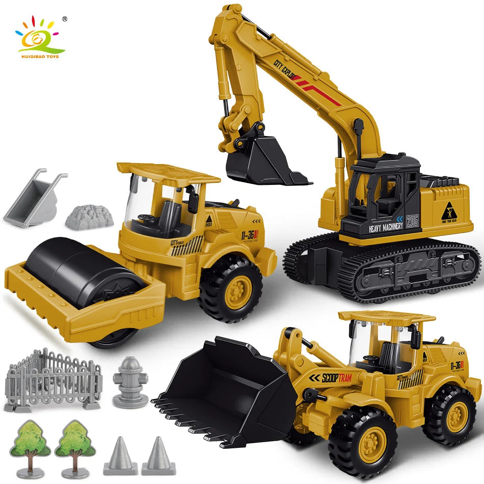HUIQIBAO Engineering Plastic Inertia Car City Construction Excavator - ToylandEU