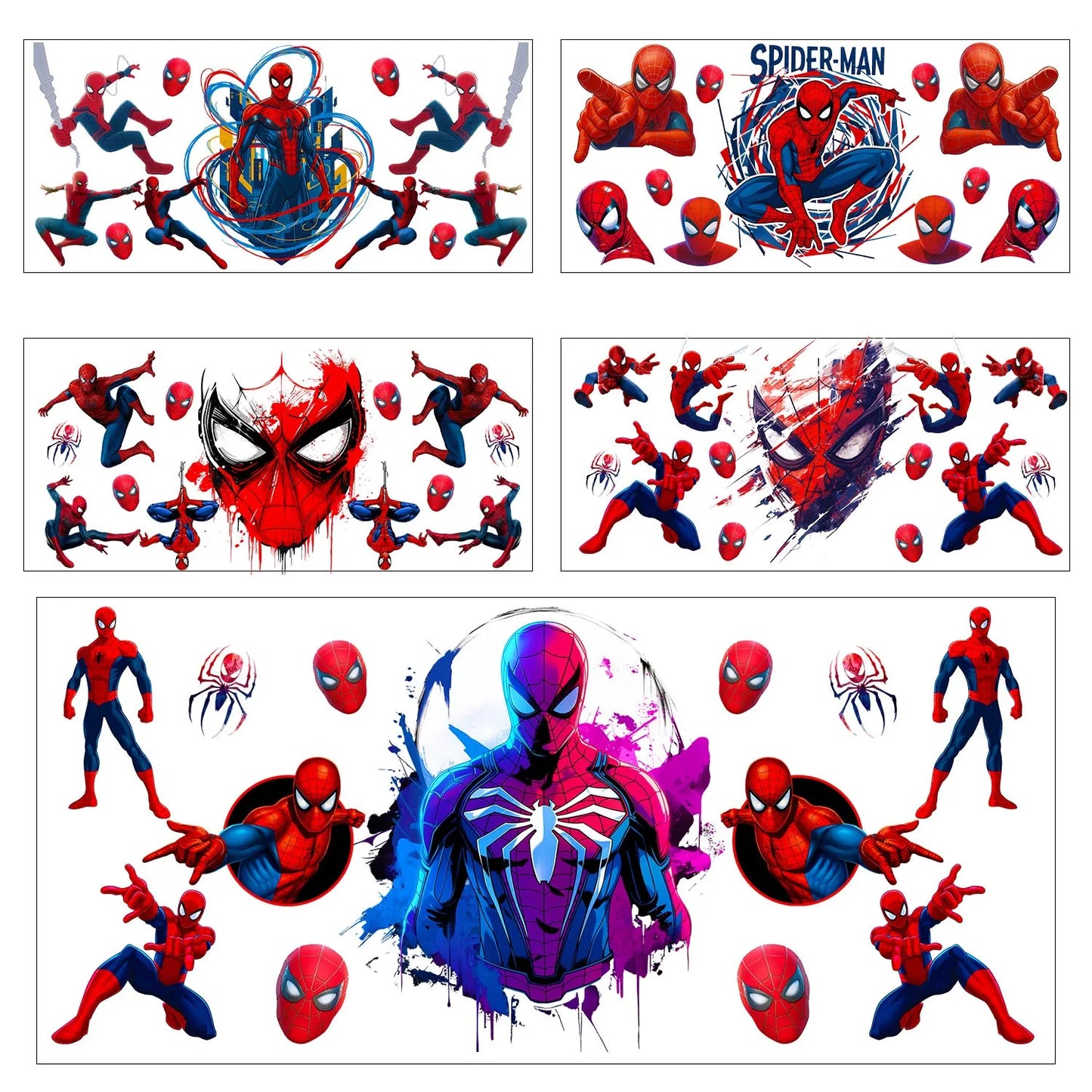 UV DTF Transfer Stickers | Super Hero Cartoon | 5pc Set | 16oz Cup Wraps