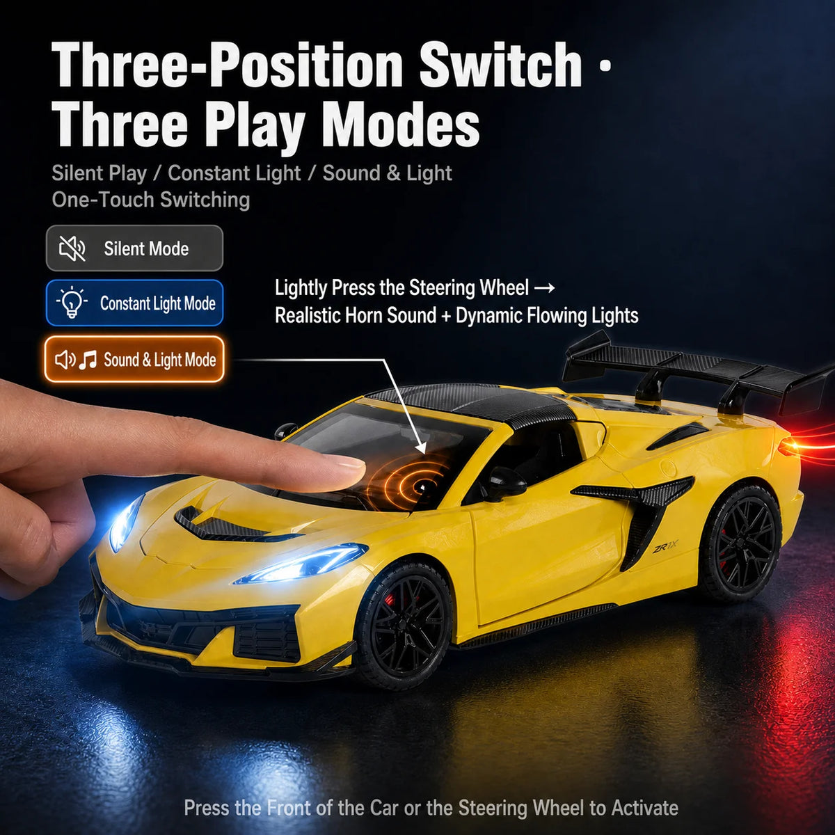 1:32 Diecast Corvette | Pull Back Action | Sound And Light | Miniature Model