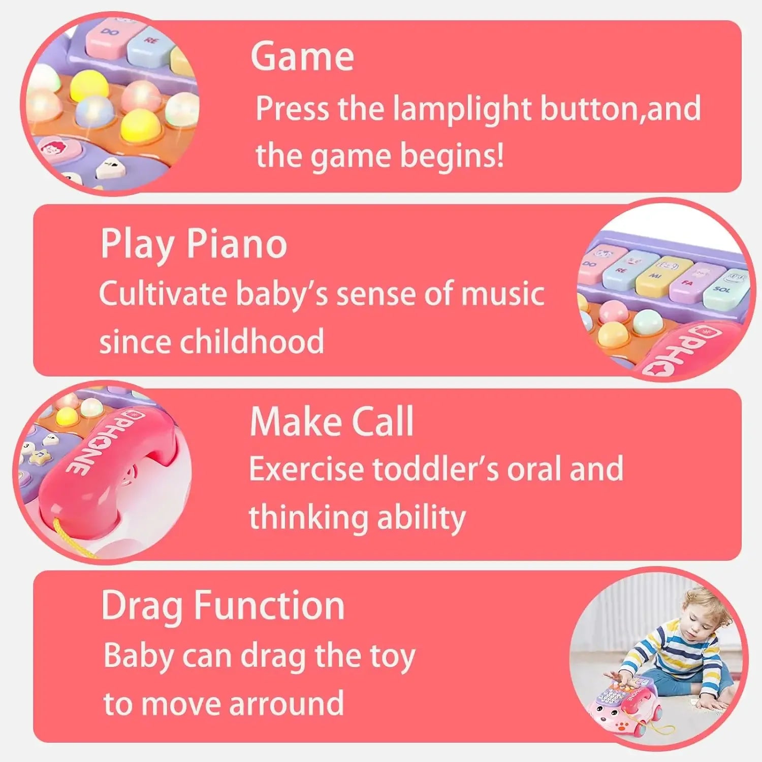 Baby Phone Toy With Piano Music For Interactive Play - ToylandEU