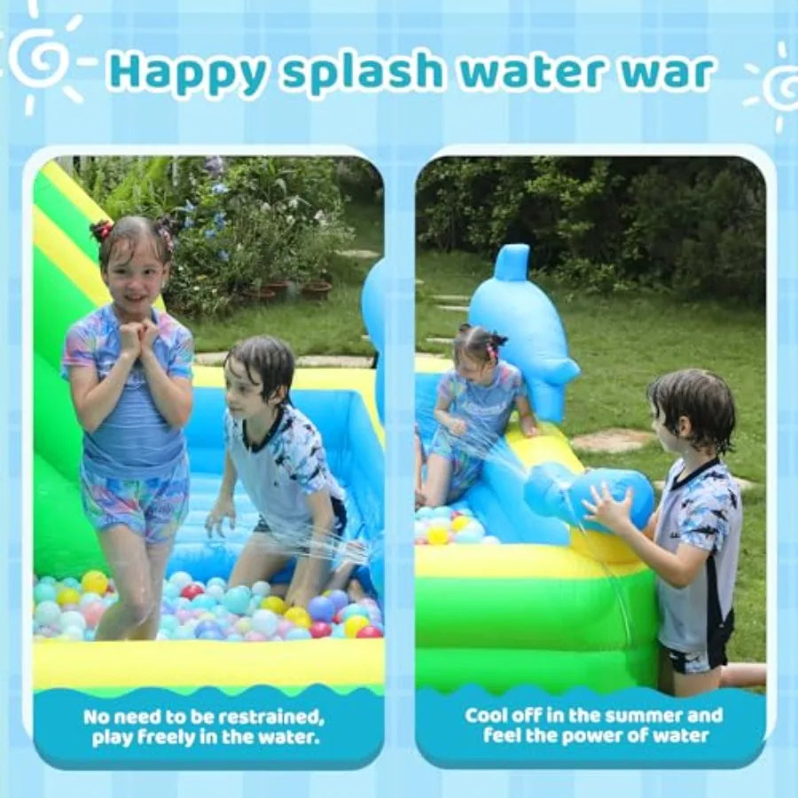 Bounce House Water Slide With Splash Pool And Climbing Wall