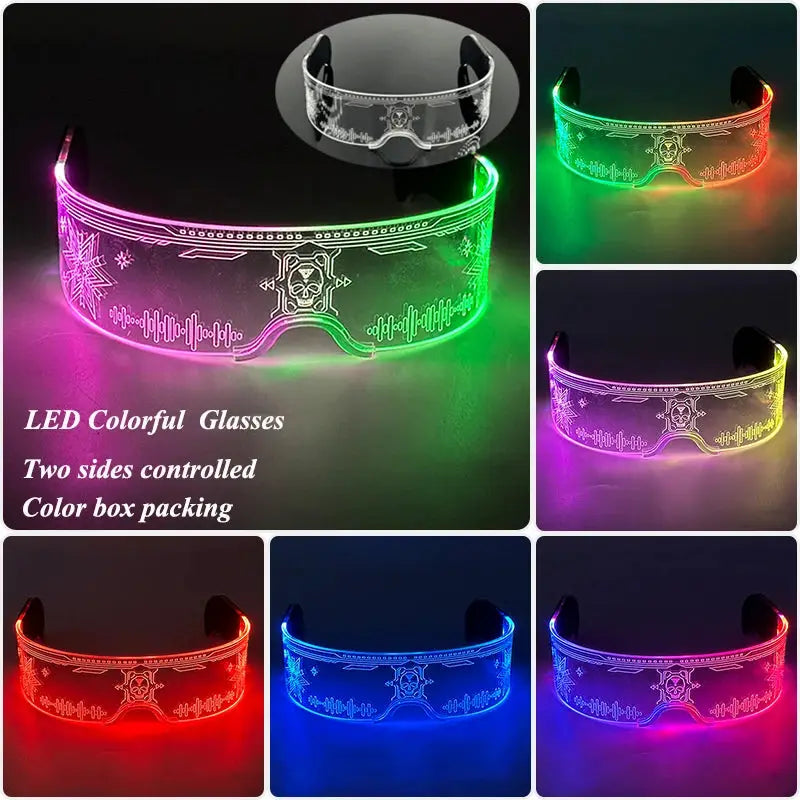 Led Luminous Glasses Bar Masquerade Concert Rave Goggles Rainbow Space Robot Futuristic Led DJ LIGHT Glasses Star Y2k Glasses - ToylandEU