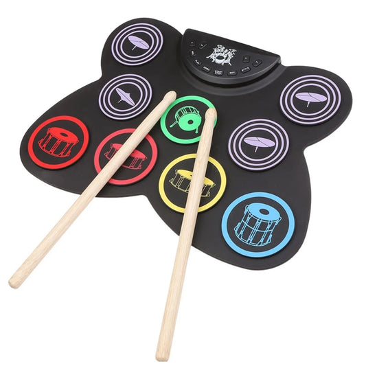 Portable Electronic Drum Set With 9 Pads Sticks And Pedal