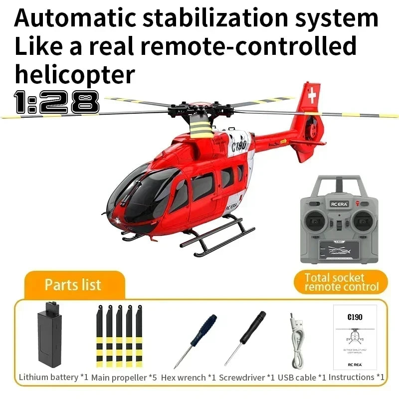 RC C190 Brushless Motor RC Helicopter with Fixed Altitude and Optical Flow - Electric Model for Kids - Perfect Outdoor Toy Gift