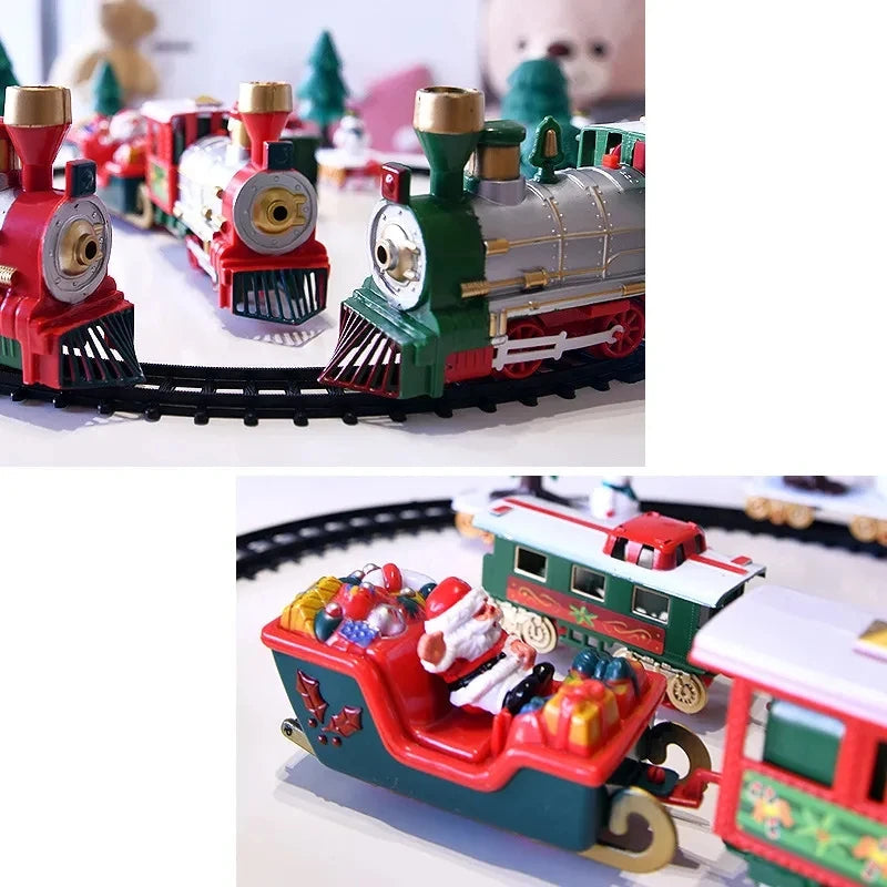 Electric Christmas Train Toys Railway Cars Racing Tracks With Music