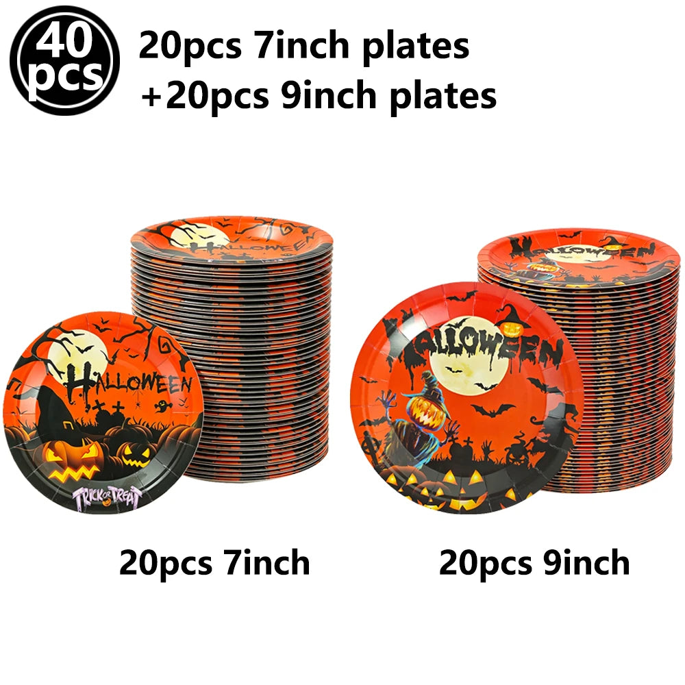 Halloween Party Tableware | Paper Disposable | Plates Cups | Birthday Decor