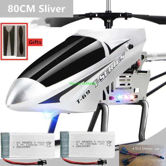 RC 150M Remote Control Large Alloy Electric Helicopter Drone Toy with LED Lights and Anti-Fall Design