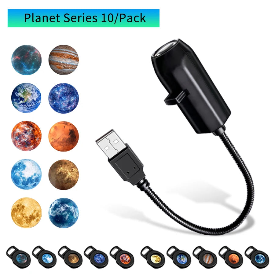 Usb Projection Lamp | Switchable Patterns | Planet Theme | Travel Party Decor