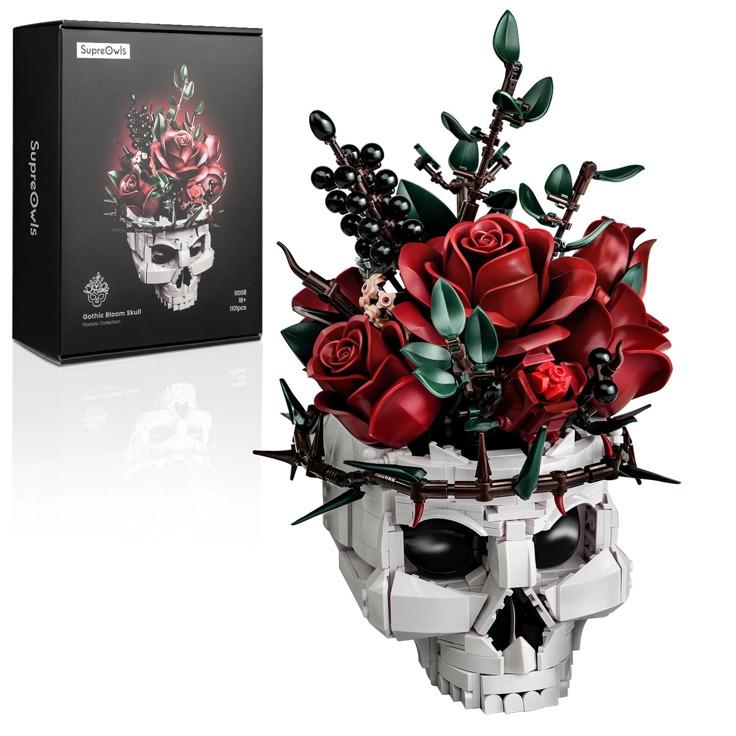 Building Block Set | Skeleton Roses Theme | Lego Compatible | Adult Gift