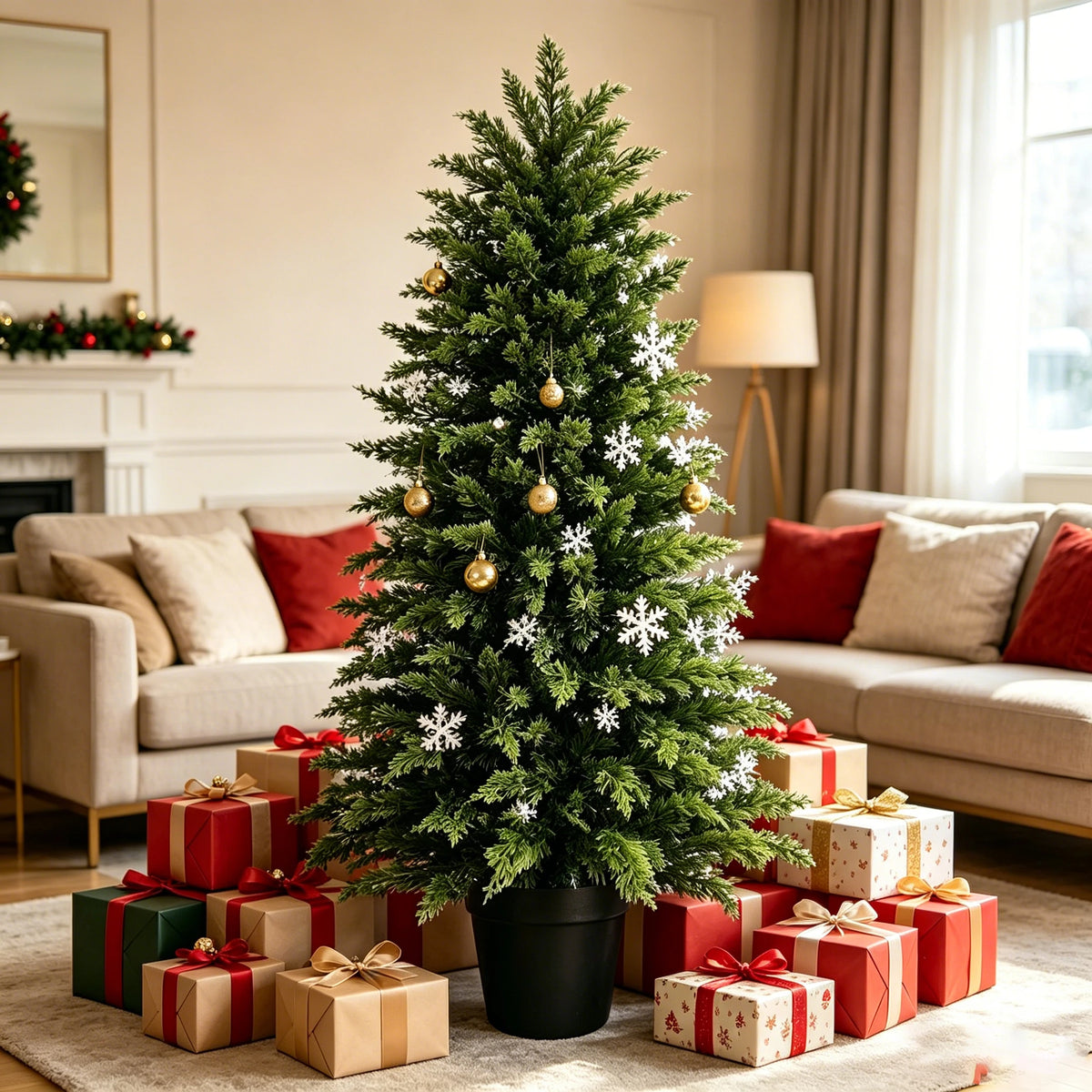 Artificial Cedar Topiaries | UV Resistant | Black Pot | 2 To 6 Ft For Yard