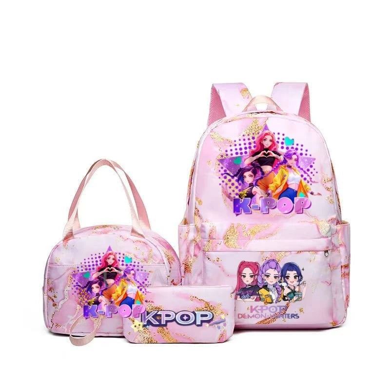 Pink Demon Hunter Backpack For Teens With Durable School Bag