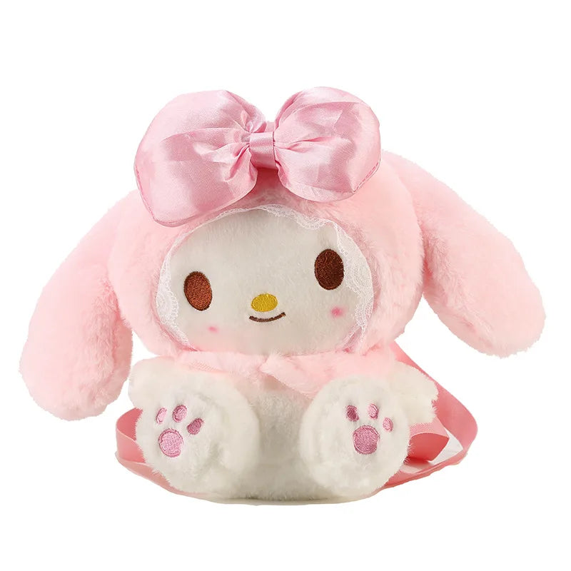 Kawaii Sanrio Melody Plush Backpack - Adorable Anime Doll Stuffed Bag for Girls