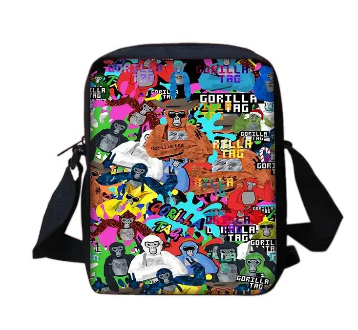 Cartoon Gorilla School Backpack For Kids With Pencil Case