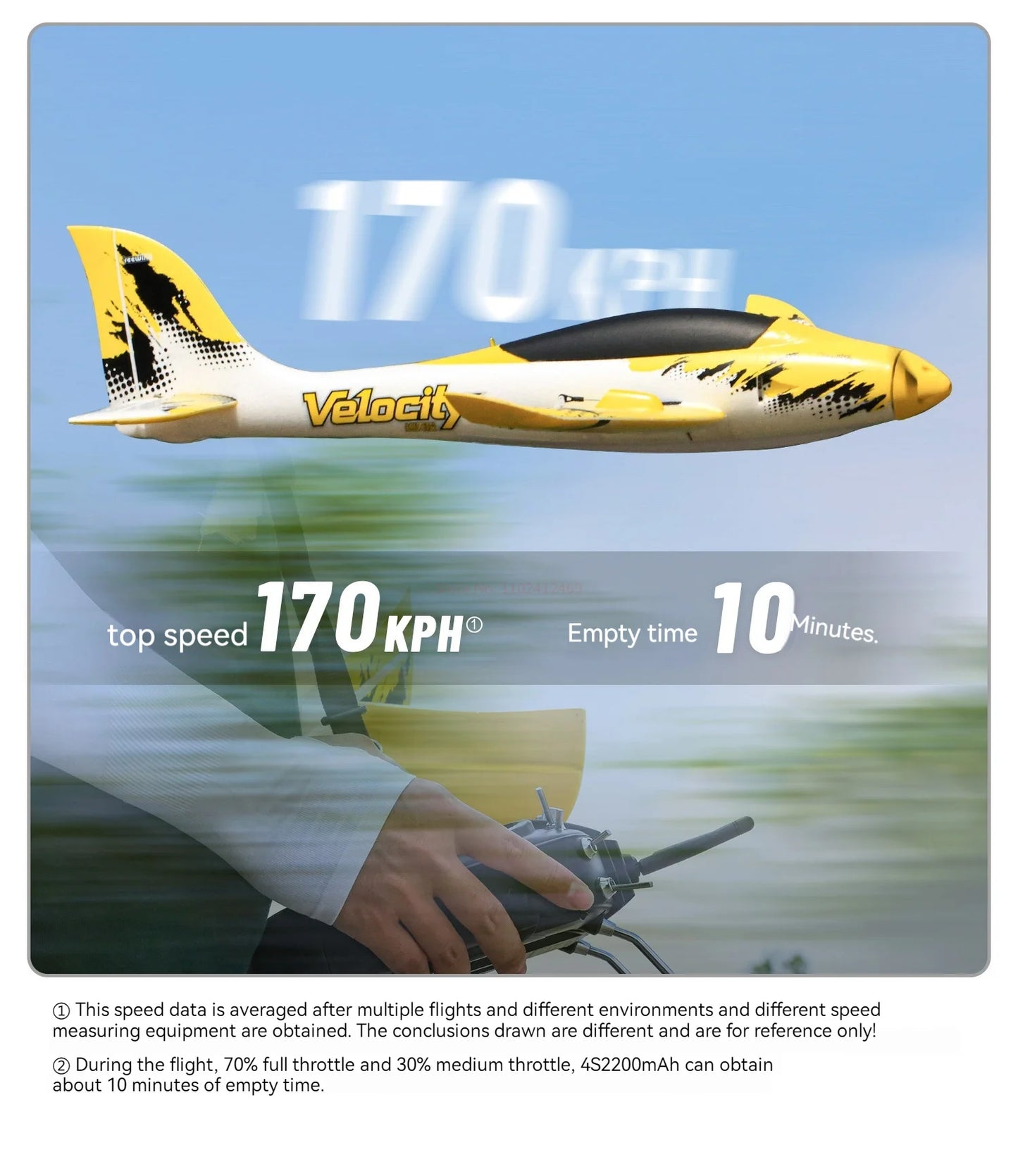 RC Freewing Velocity Patrol Racing RC Airplane - Fixed Wing Model with 6 Channels