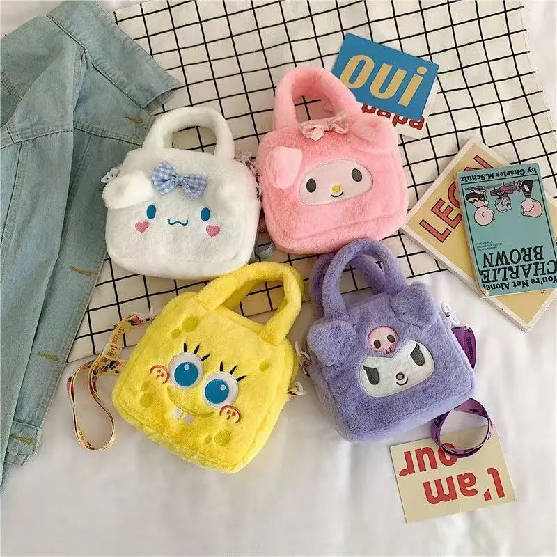 Sanrio Plush Crossbody Bag with Kuromi, Cinnamoroll, and My Melody - ToylandEU