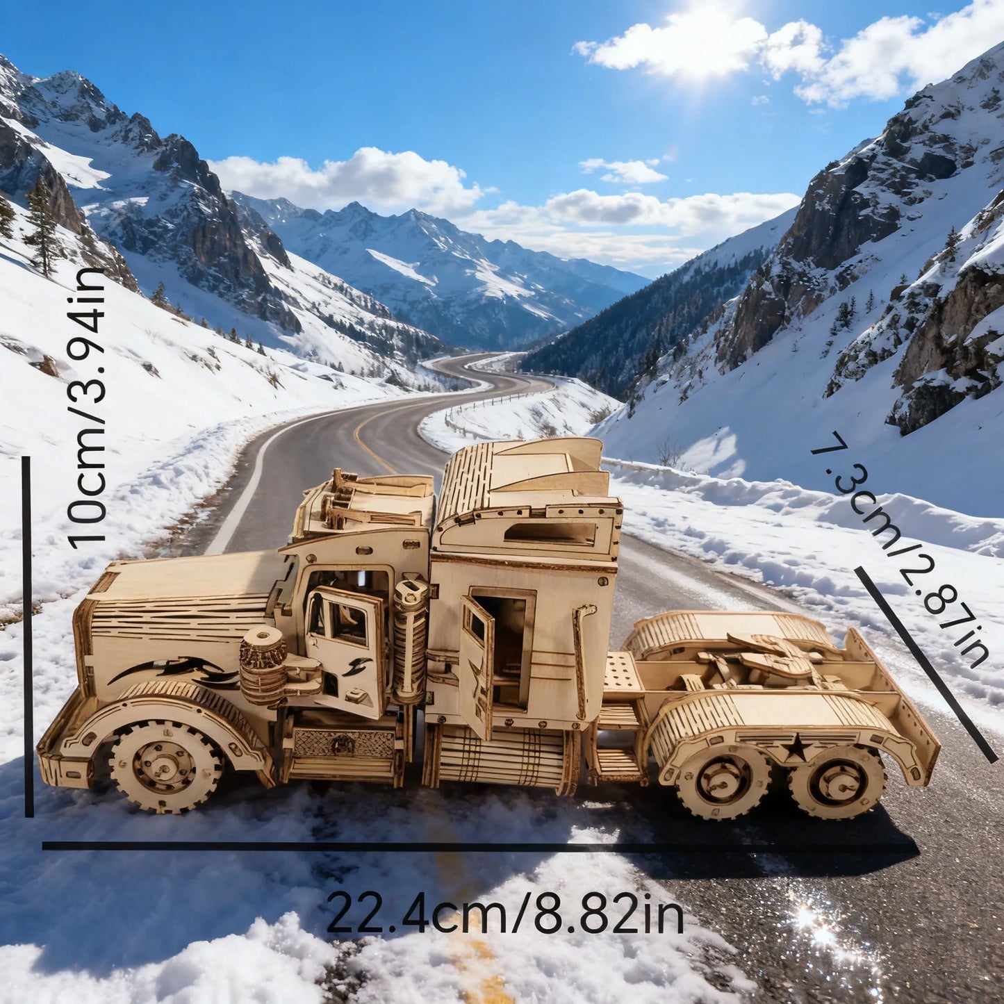 3D Wooden Puzzle Semi Trailer Truck Kit Hand Assembled DIY