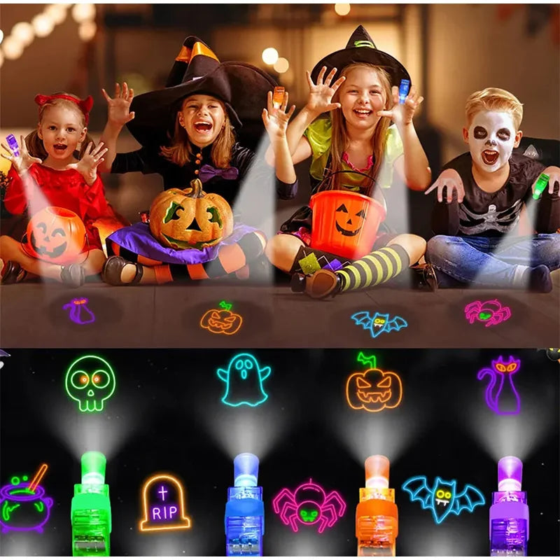 LED Finger Projector Lights | Glow In Dark | Plastic Body | 12-48 Pack
