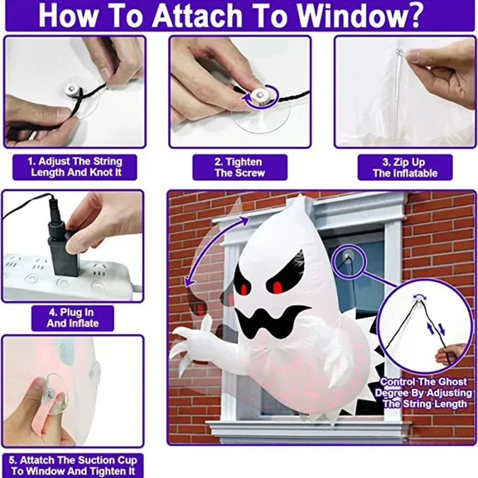 Inflatable Ghost | 1.4 Meter Tall | Outdoor Decor | Halloween Yard Prop