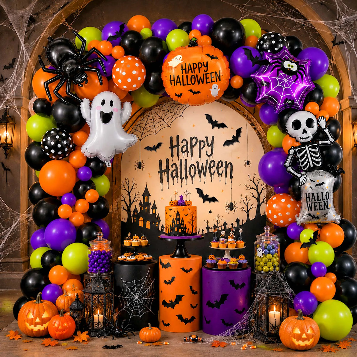 Halloween Balloon Garland Kit | 108pc Set | Foil Latex Mix | Party Decor