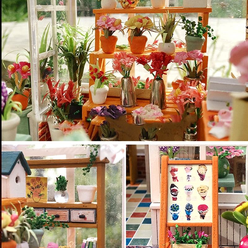 Wooden DIY Miniature Dollhouse with Garden Furniture Kit for Children's Birthday Gift - ToylandEU