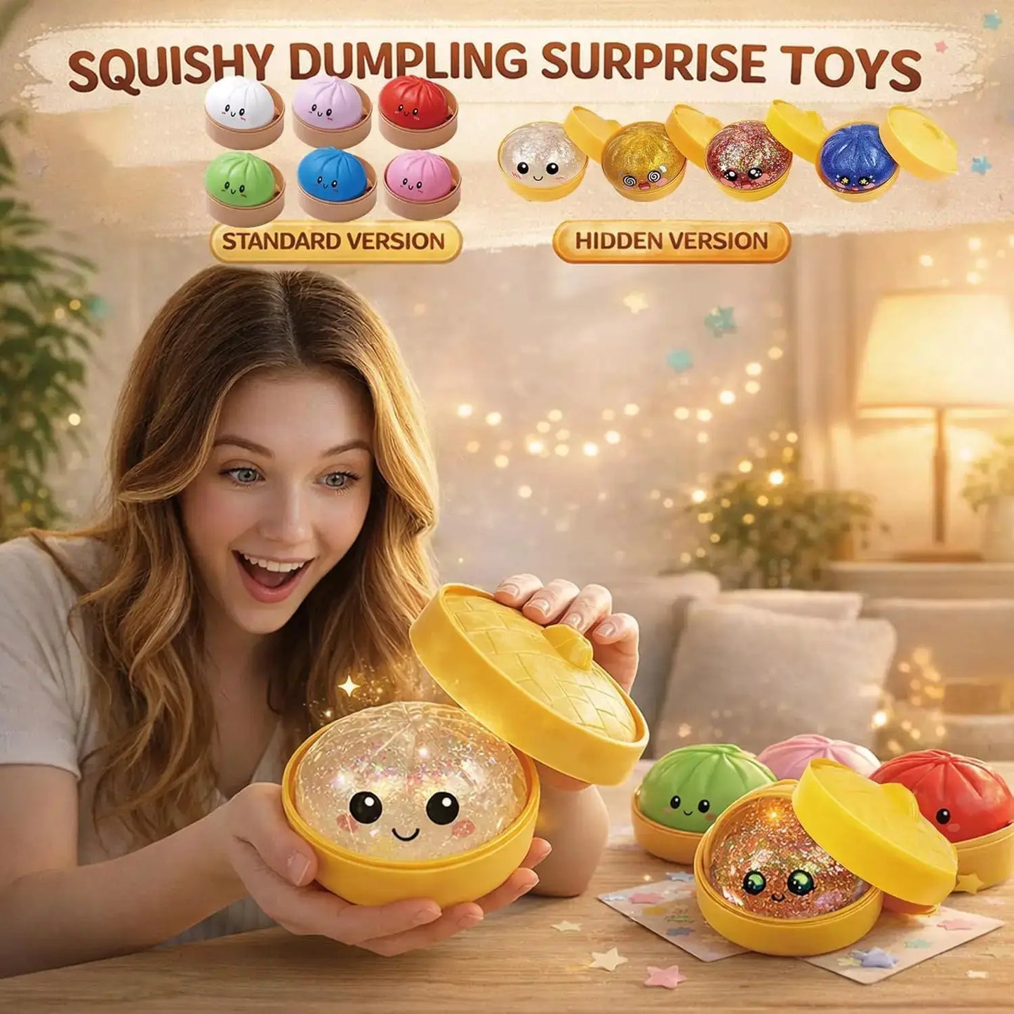 Glitter Dumpling Mystery Box: 10 Colors Random Stress Balls, Aesthetic Desktop Sensory Toy, Creative Office Fidget Gift - ToylandEU