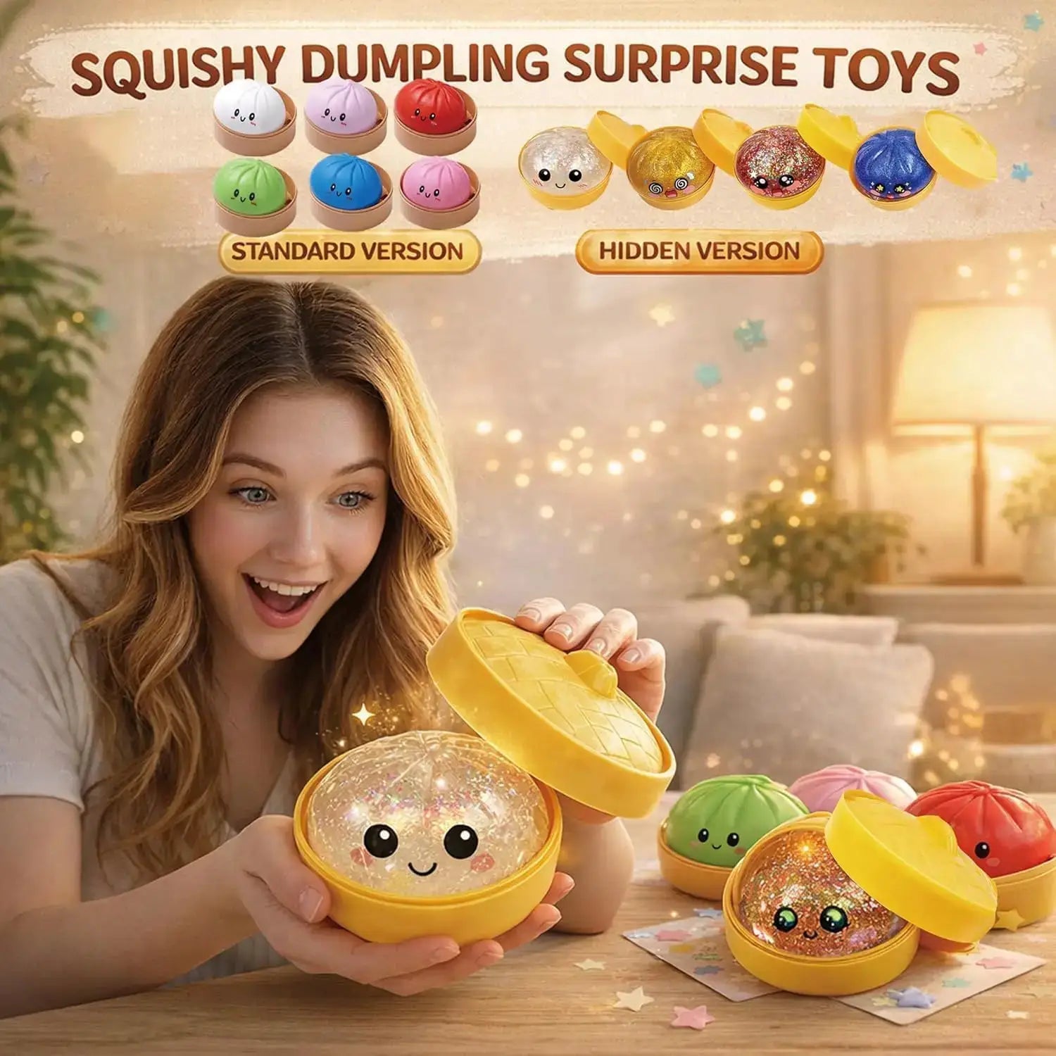 Glitter Dumpling Mystery Box: 10 Colors Random Stress Balls, Aesthetic Desktop Sensory Toy, Creative Office Fidget Gift - ToylandEU