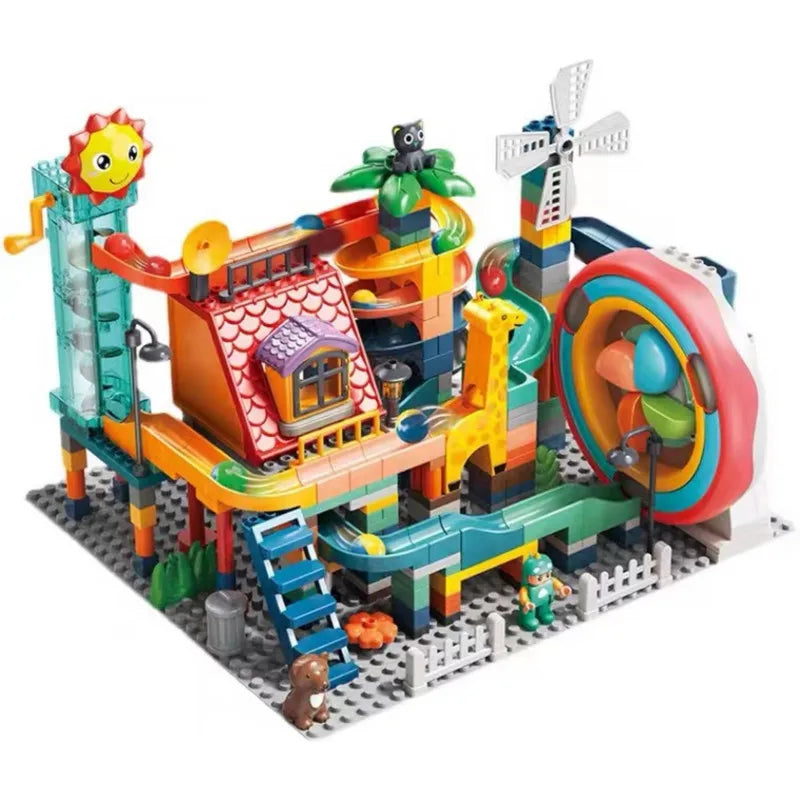 Electric Marble Wheel Building Blocks with Lift Track for Endless Fun